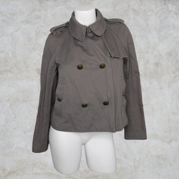 Juicy Couture Gray Military Style Jacket Size Medium Peacoat / Short Coat - Picture 1 of 16